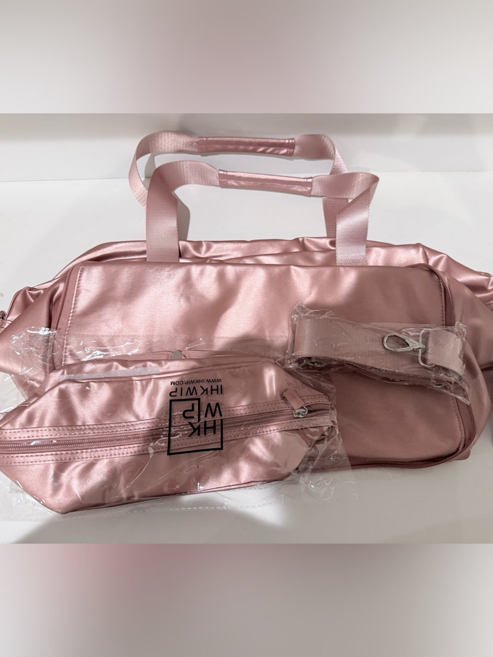 Ihkwip Packable Duffle and Cosmetic Bag Set
